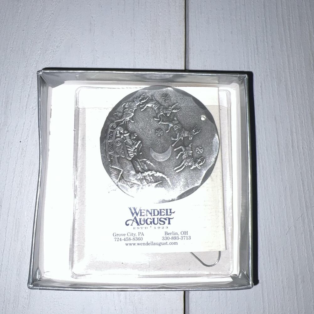 Wendell August Silver Christmas Bauble Santa Reindeer Small Round Ornament W Box